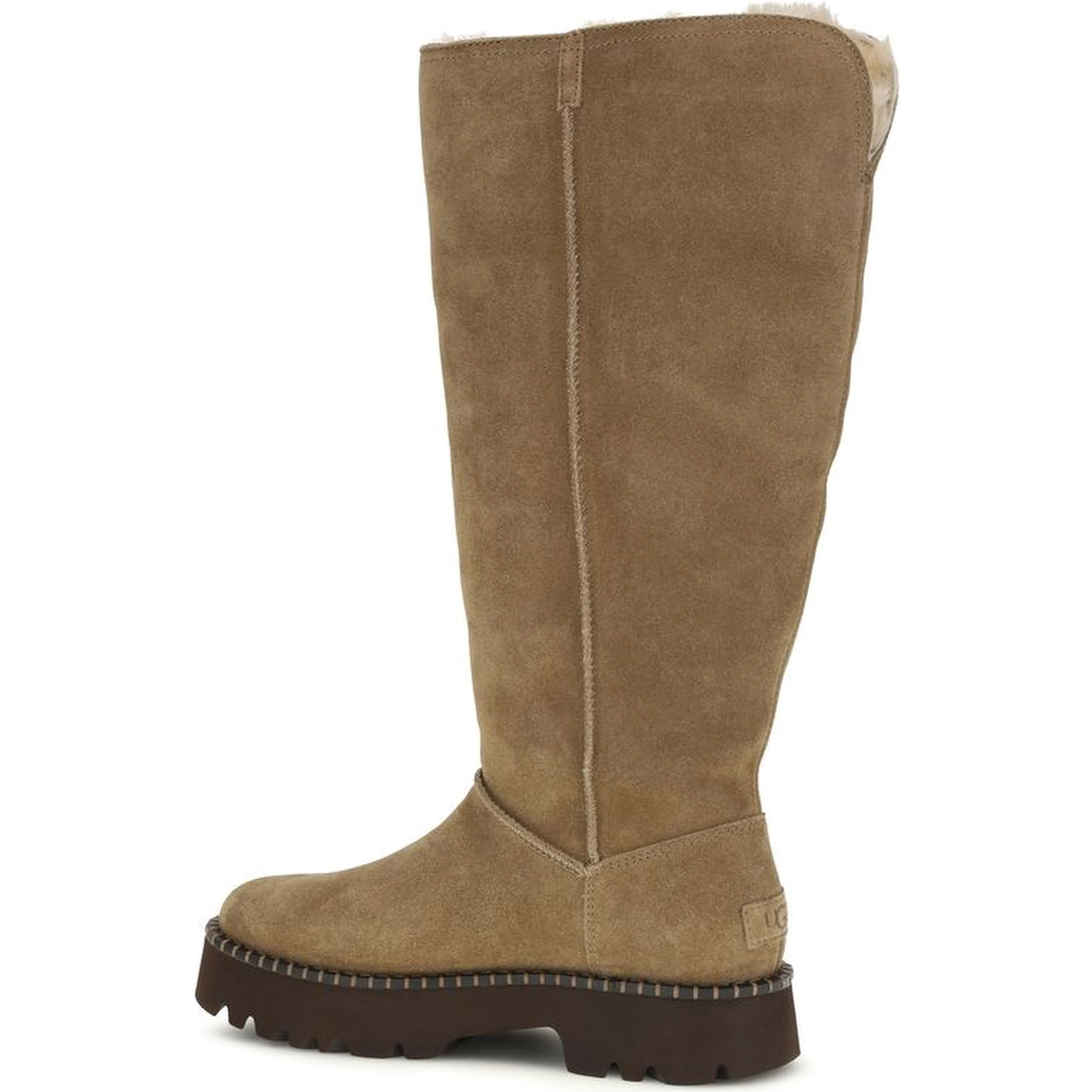 Beige Suede Leather Flat Boots