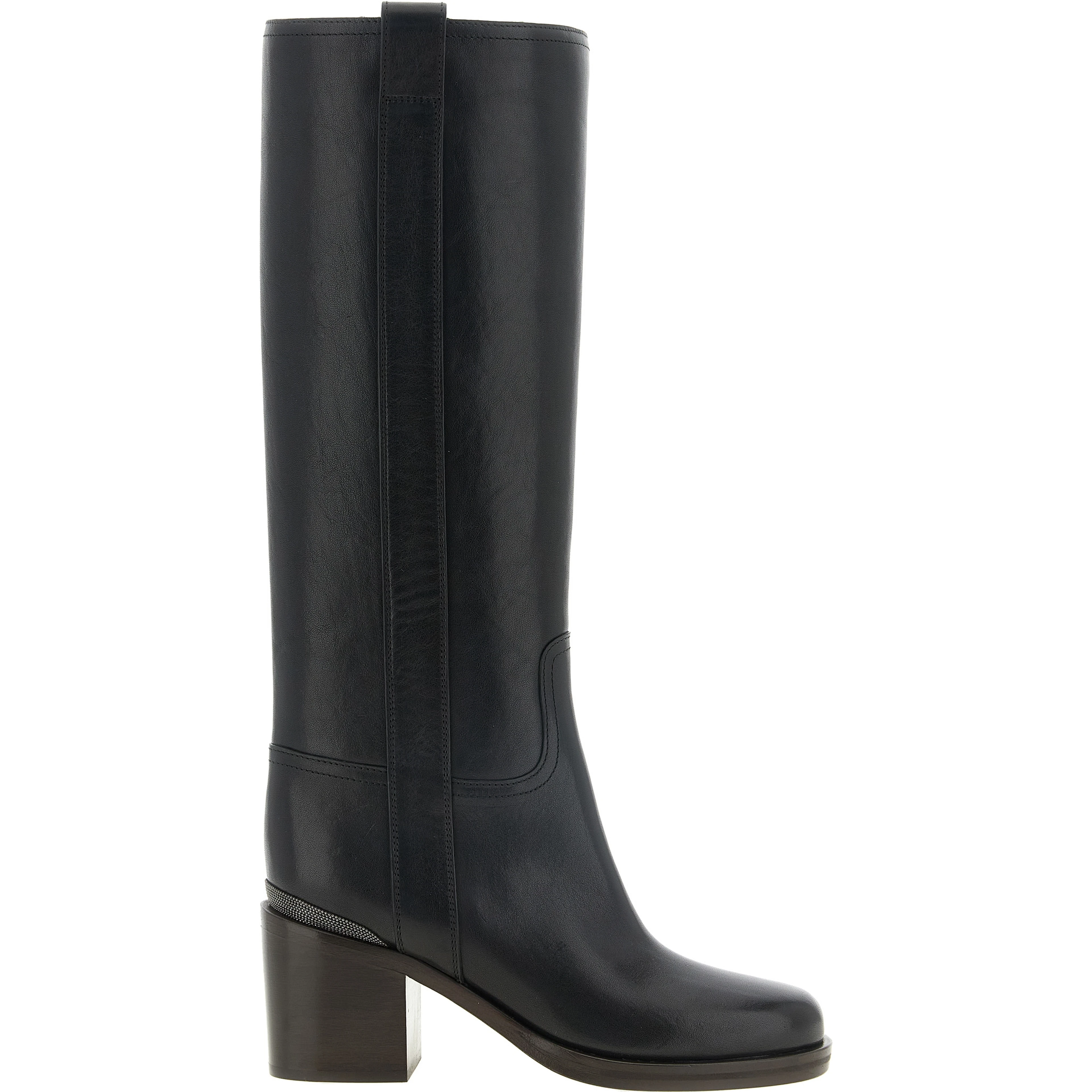 Black Calfskin Over The Knee