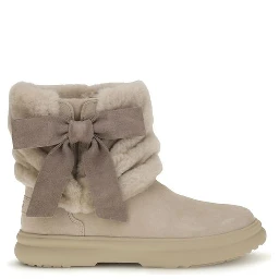 Beige Suede Leather Ankle Boots