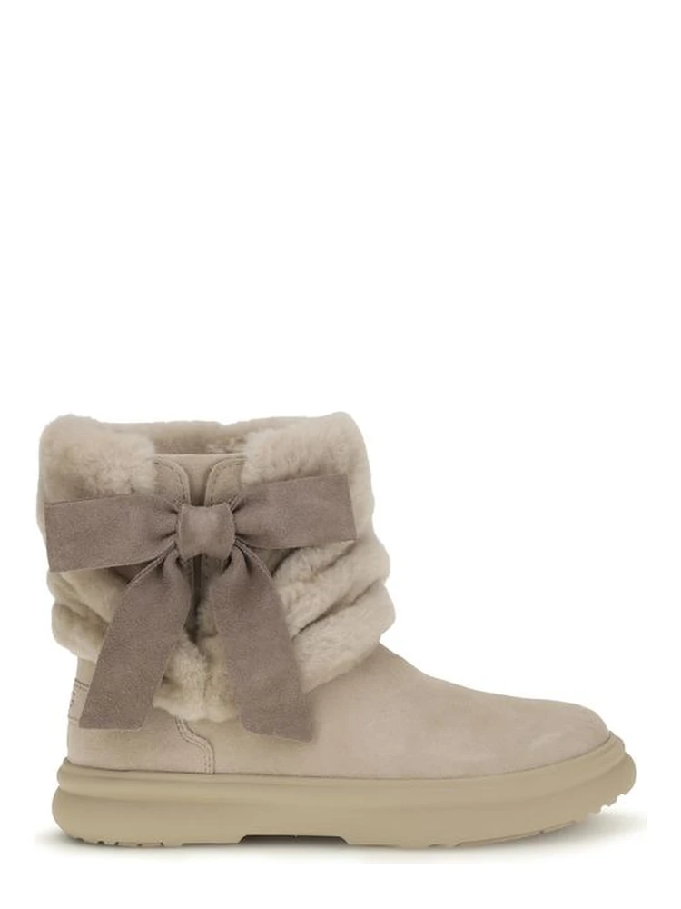Beige Suede Leather Ankle Boots