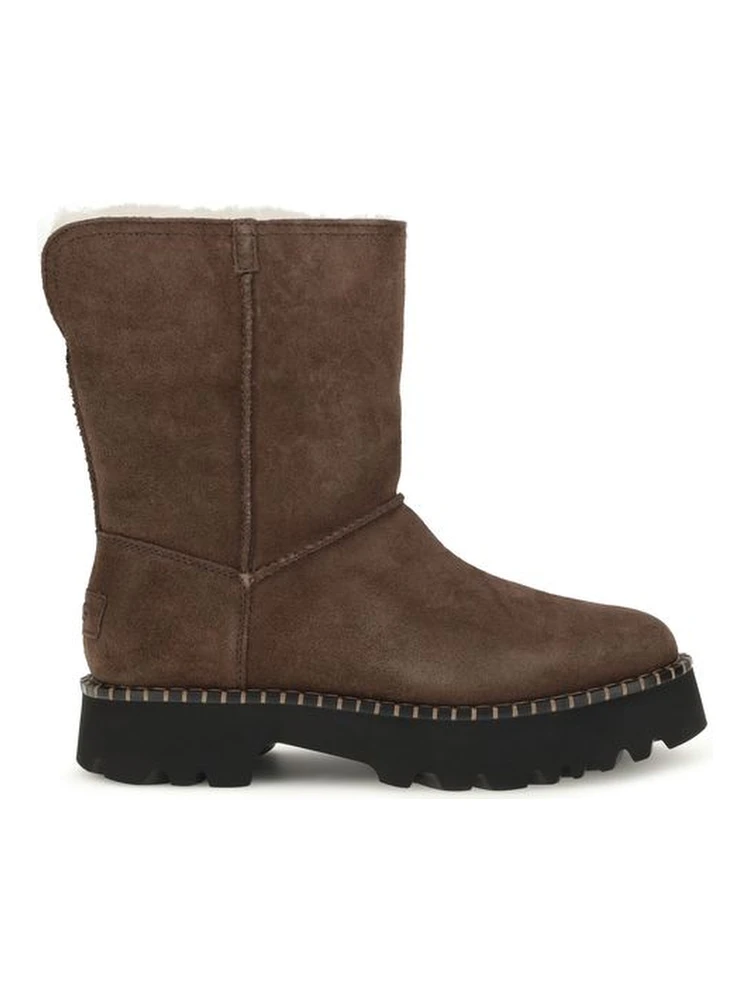 Brown Suede Leather Flat Boots