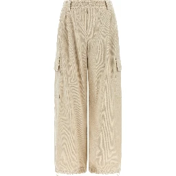 Beige Cotton Cargo Pants