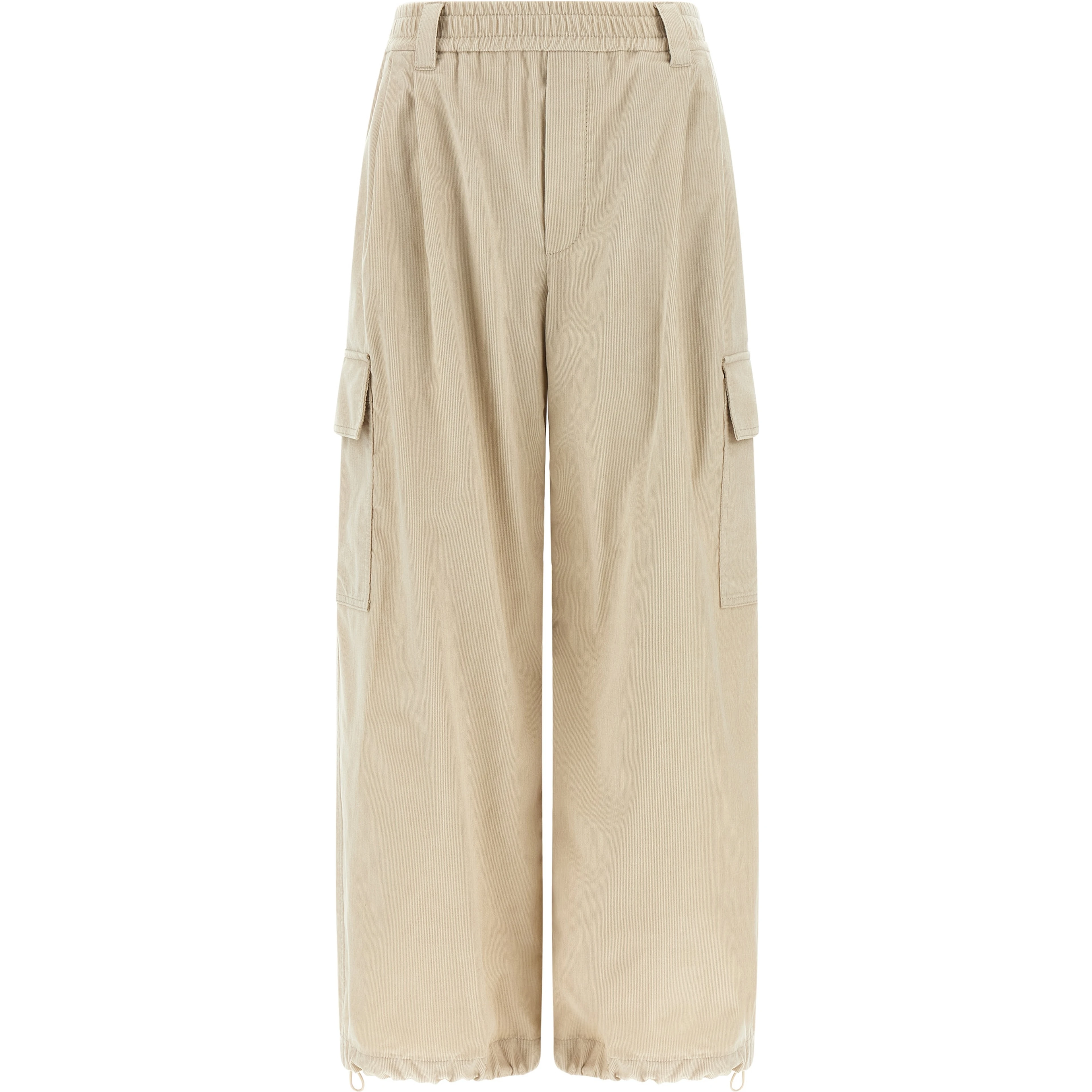 Beige Cotton Cargo Pants