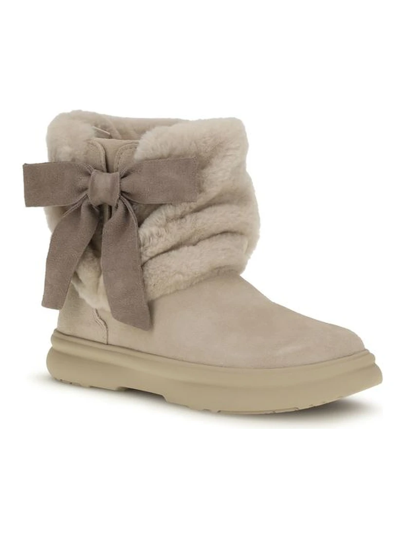 Beige Suede Leather Ankle Boots