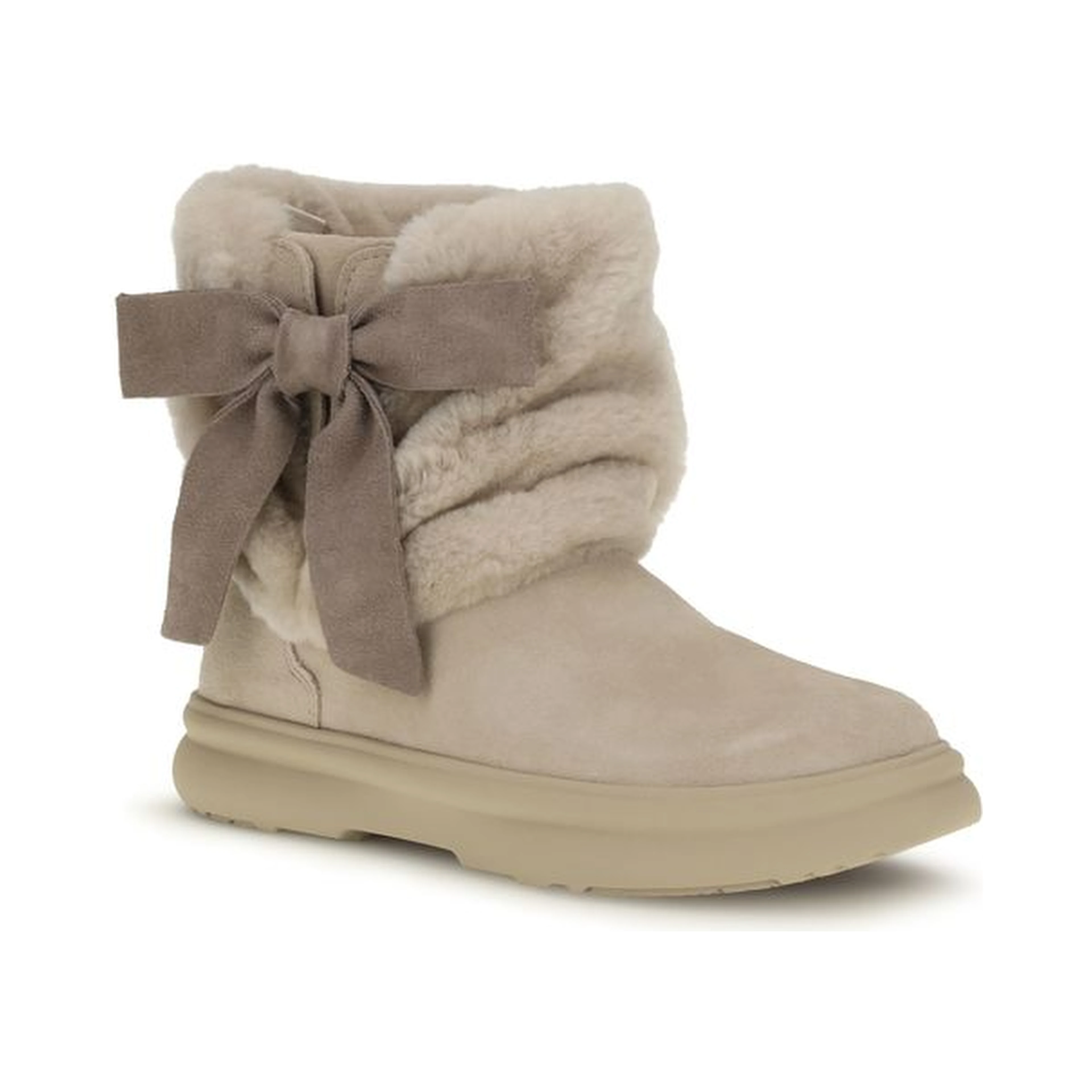 Beige Suede Leather Ankle Boots