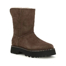 Brown Suede Leather Flat Boots