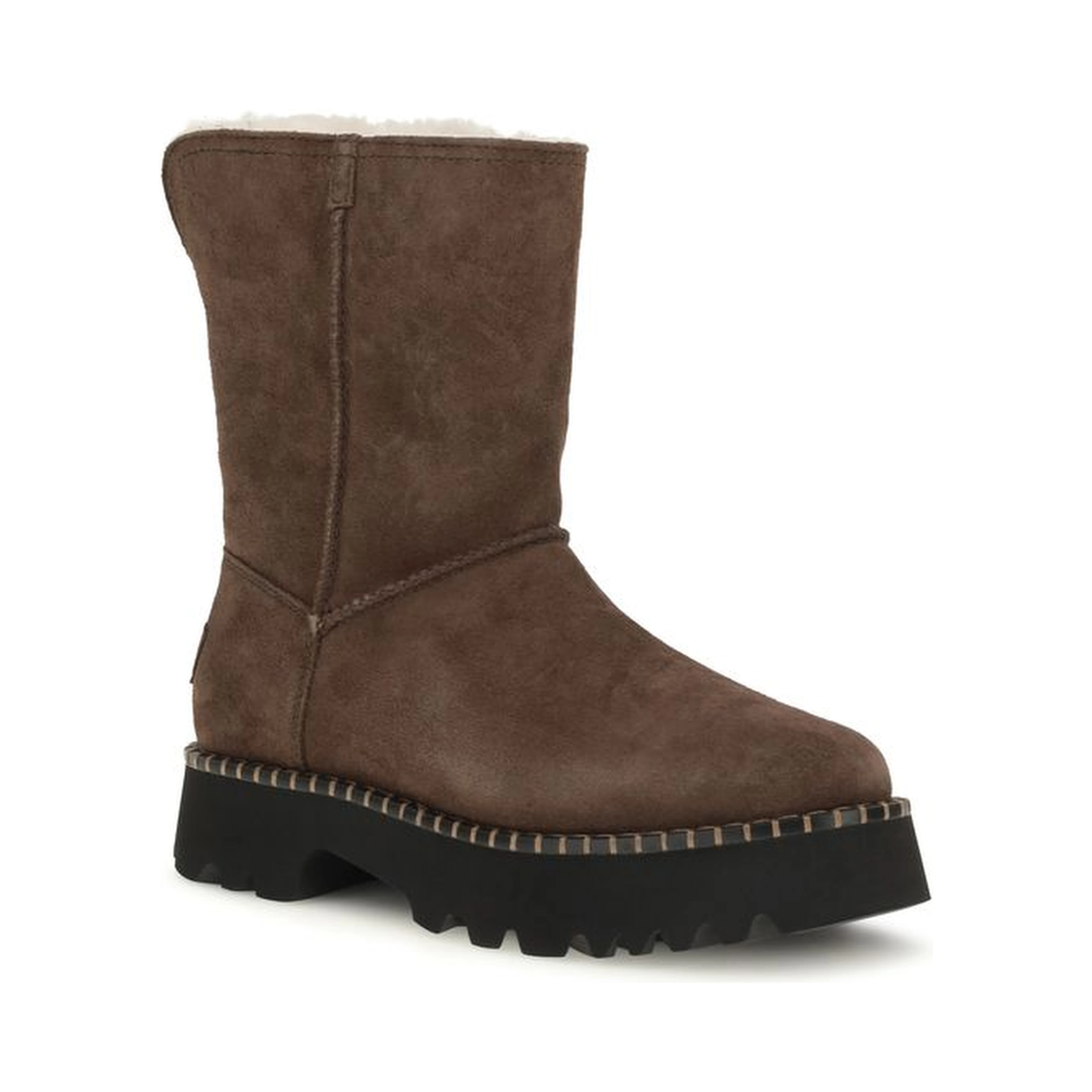 Brown Suede Leather Flat Boots