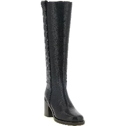 Black Calfskin Over The Knee