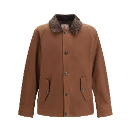 Brown Cotton Full-Length Jacket