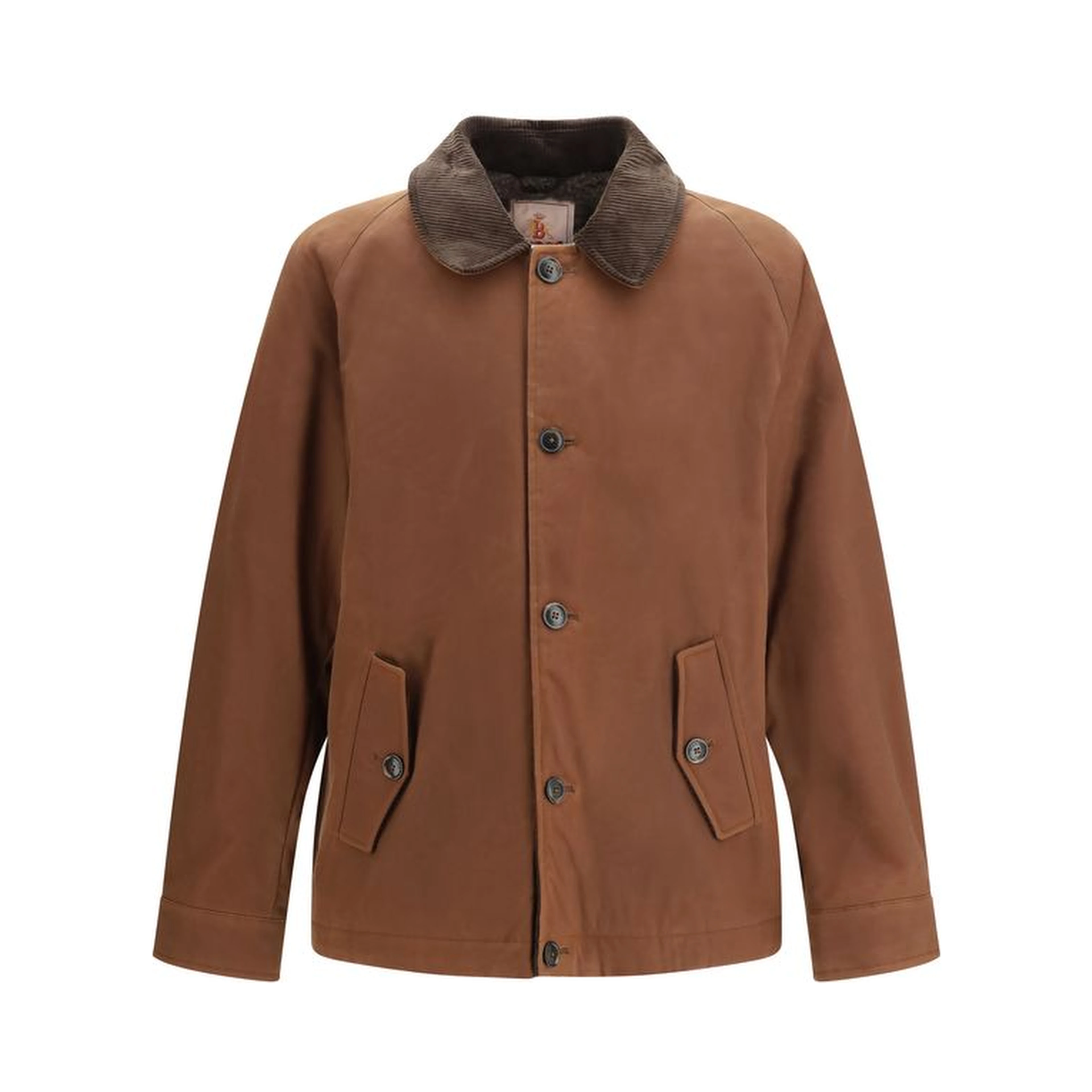 Brown Cotton Full-Length Jacket