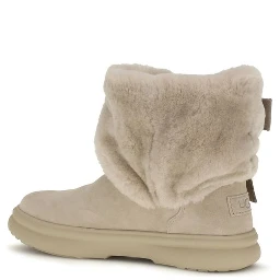 Beige Suede Leather Ankle Boots
