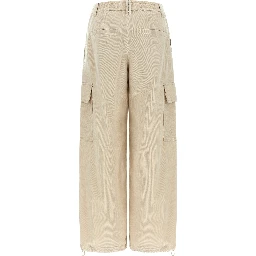 Beige Cotton Cargo Pants