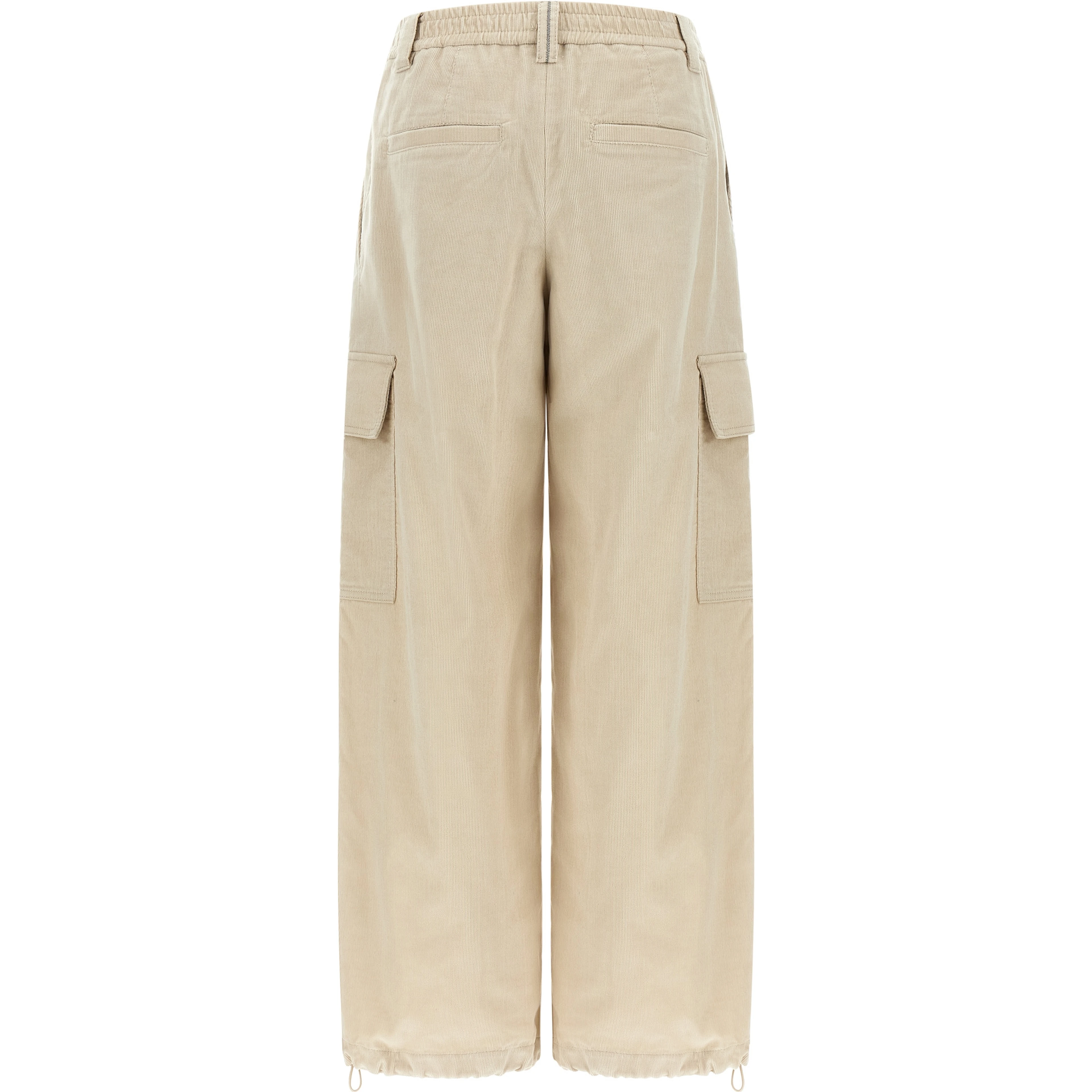 Beige Cotton Cargo Pants