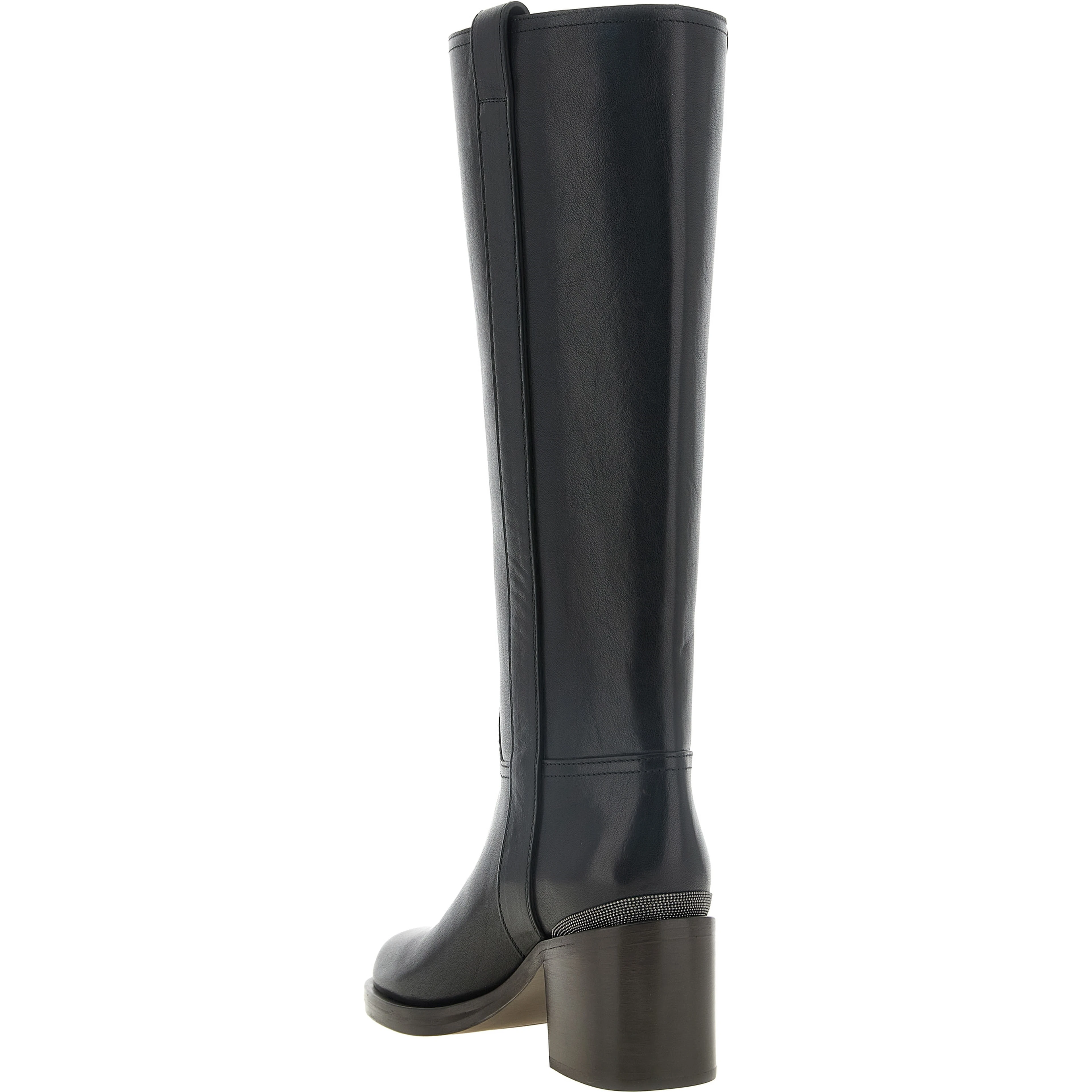 Black Calfskin Over The Knee