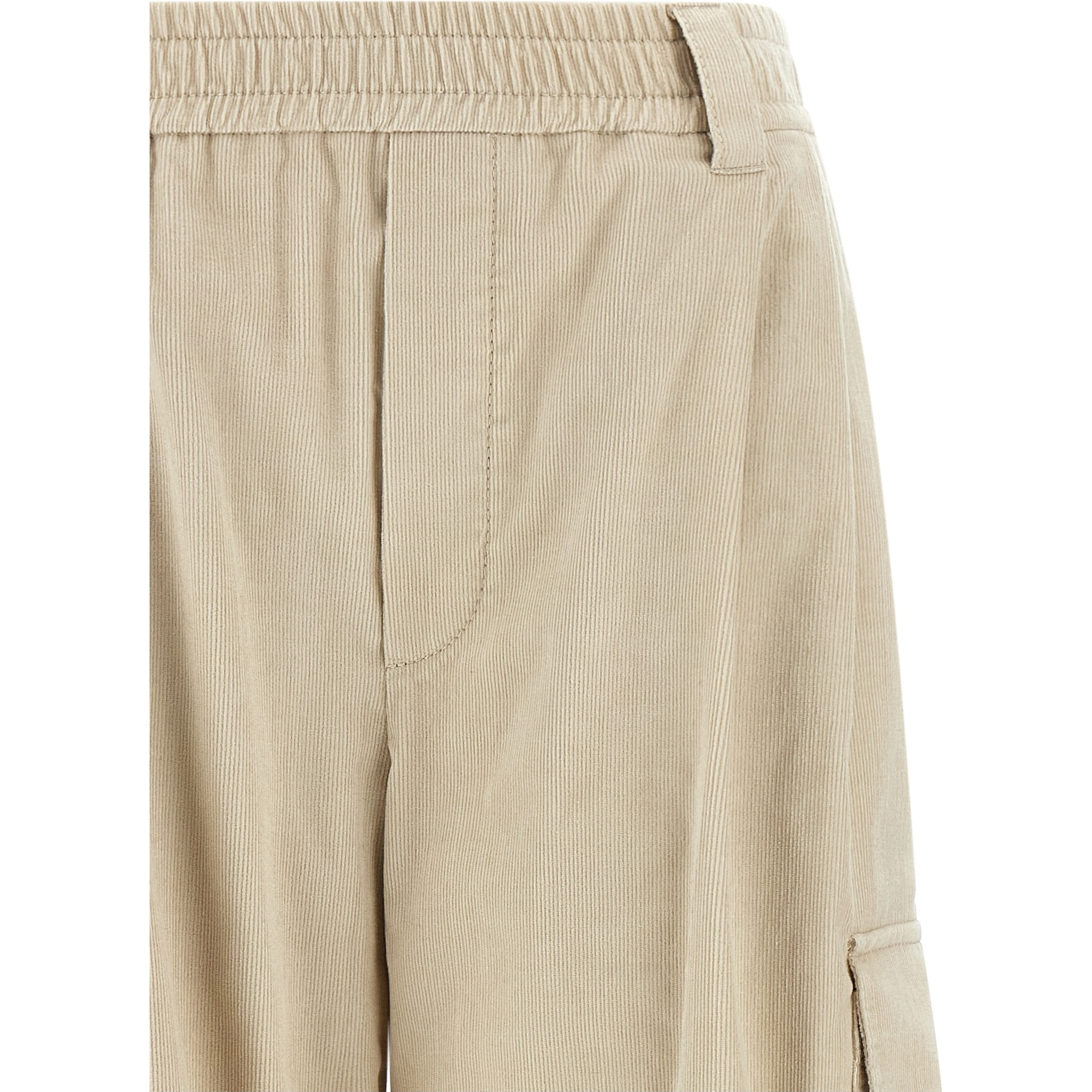 Beige Cotton Cargo Pants