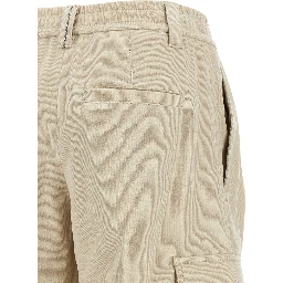 Beige Cotton Cargo Pants