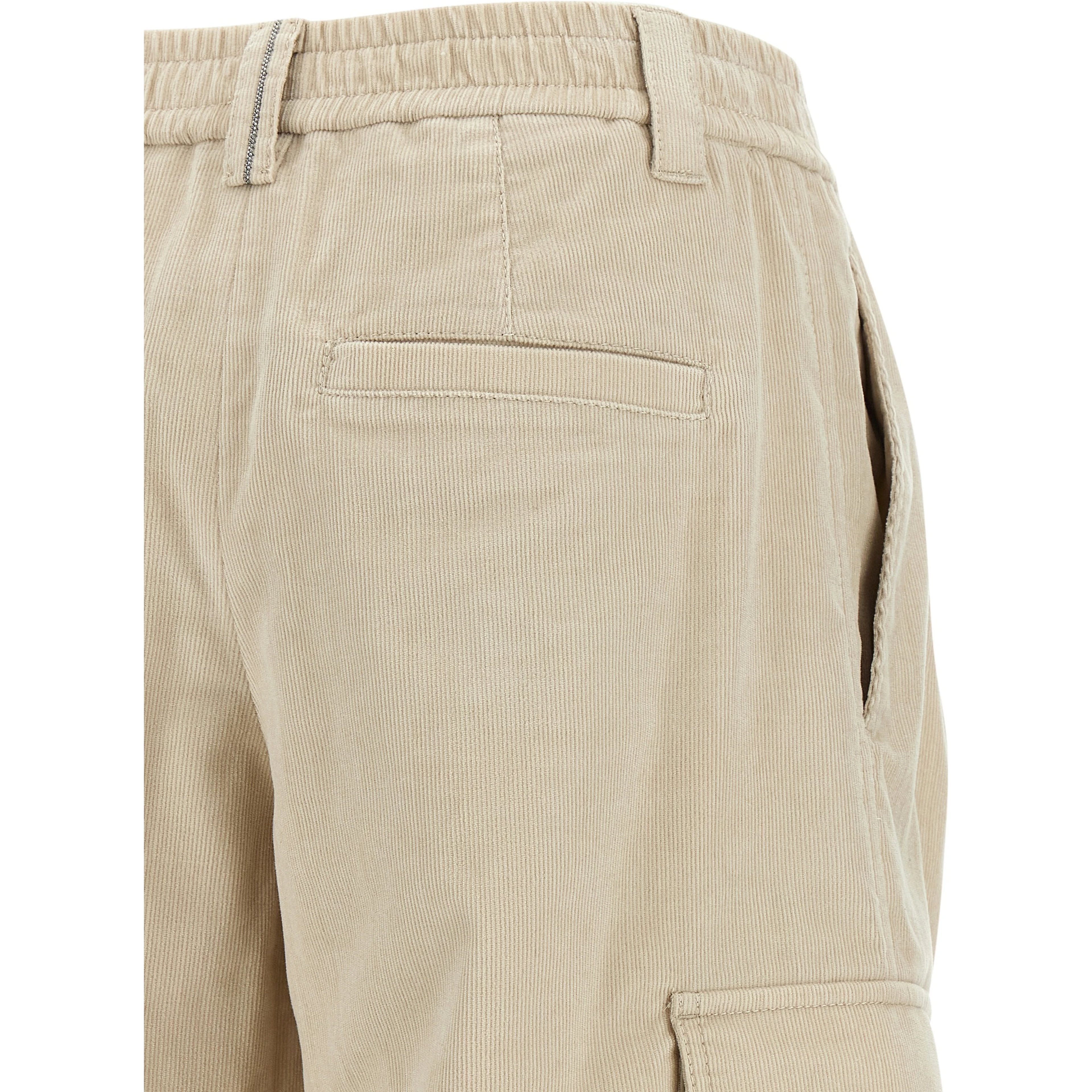 Beige Cotton Cargo Pants