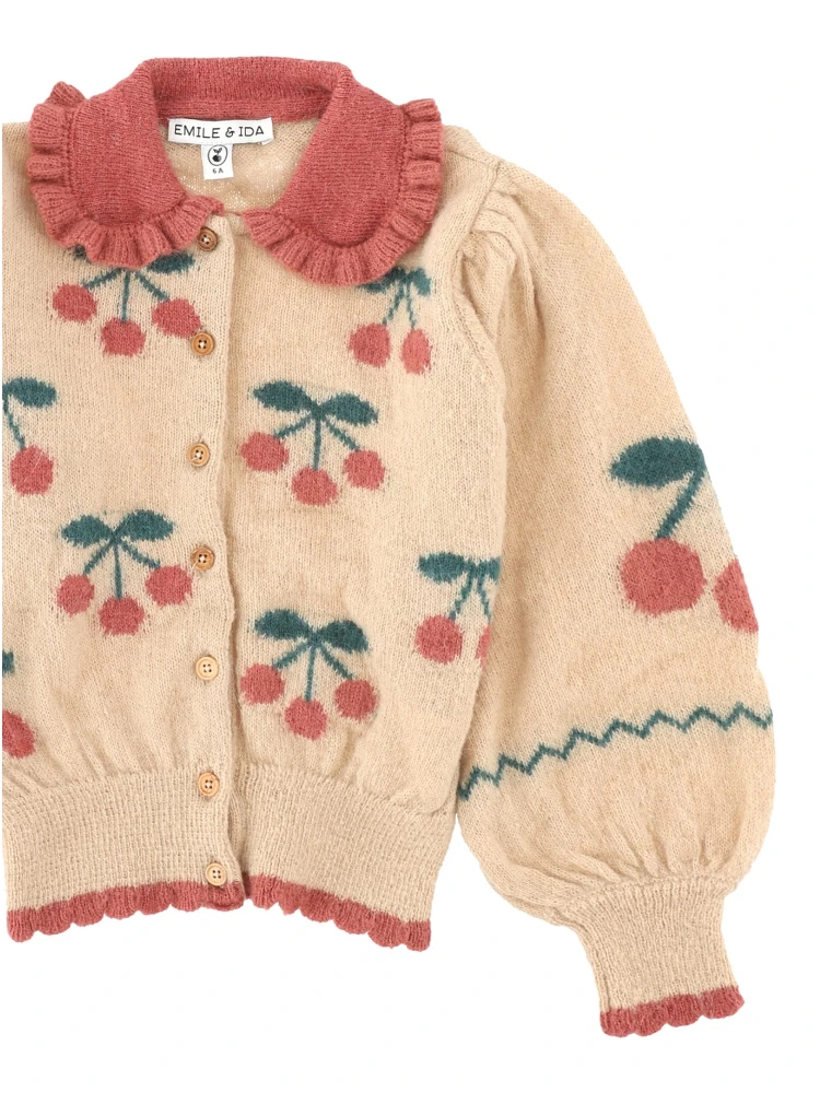 cardigan intarsia cerises