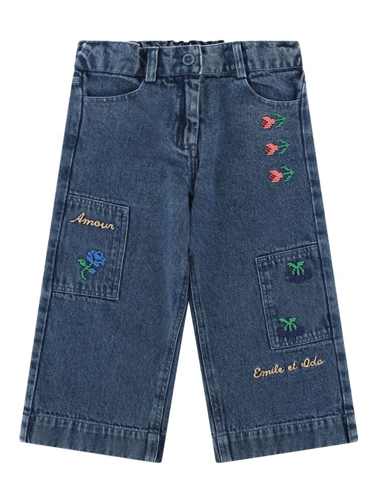 pantalon denim brode