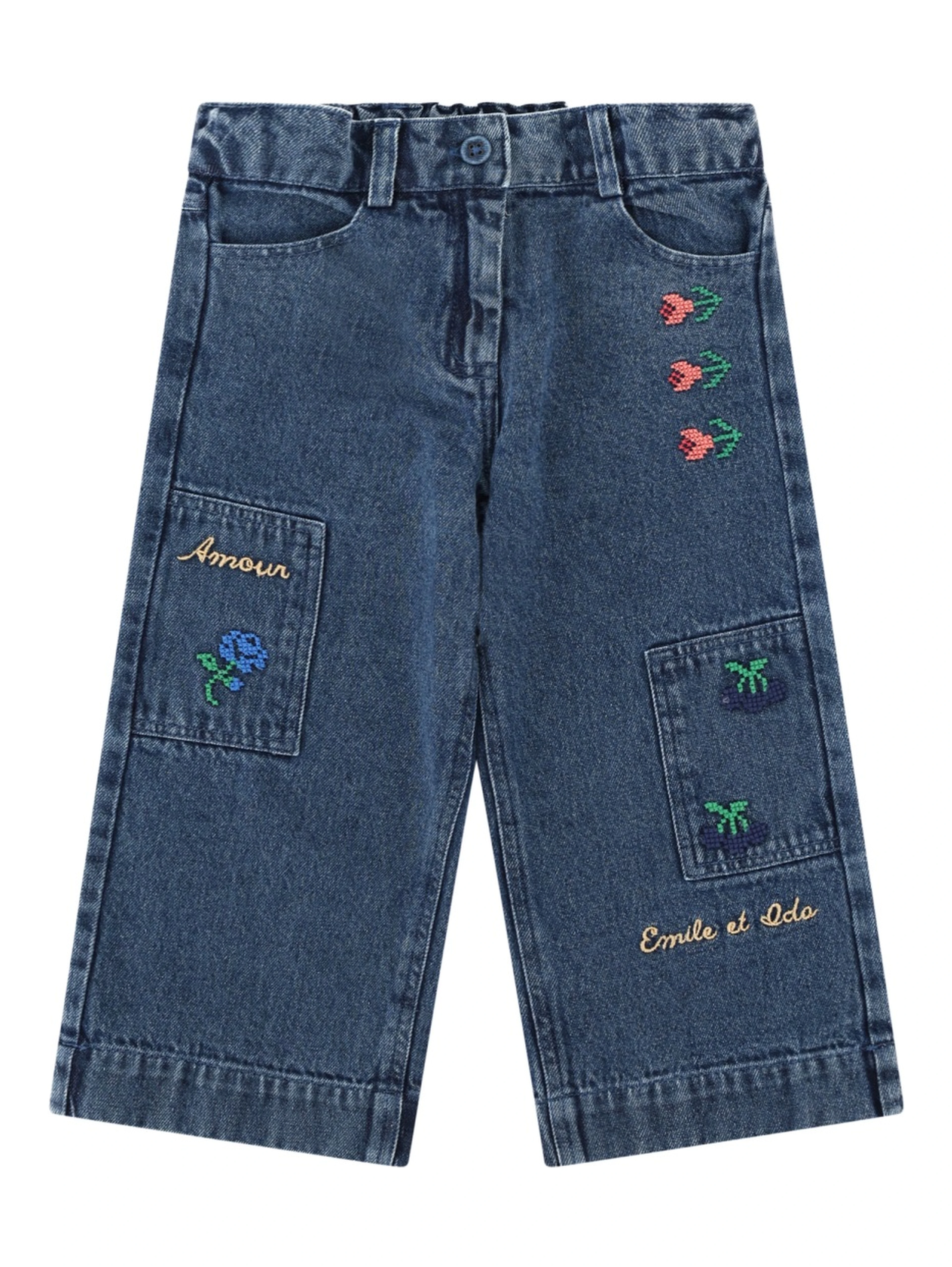 pantalon denim brode