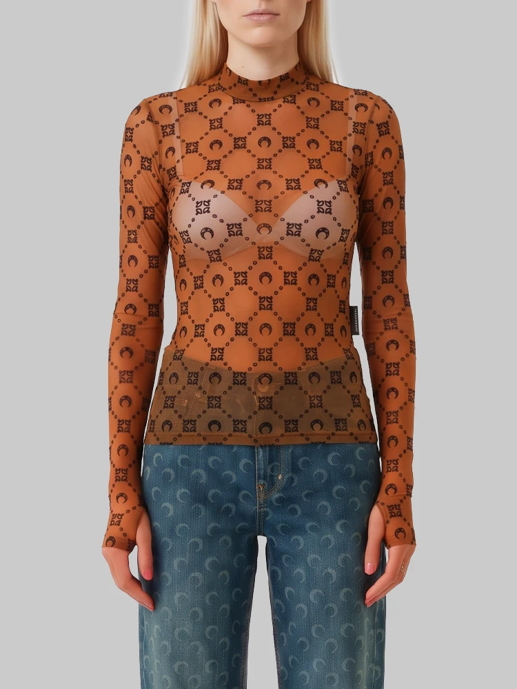 Monogram mesh flock second skin top