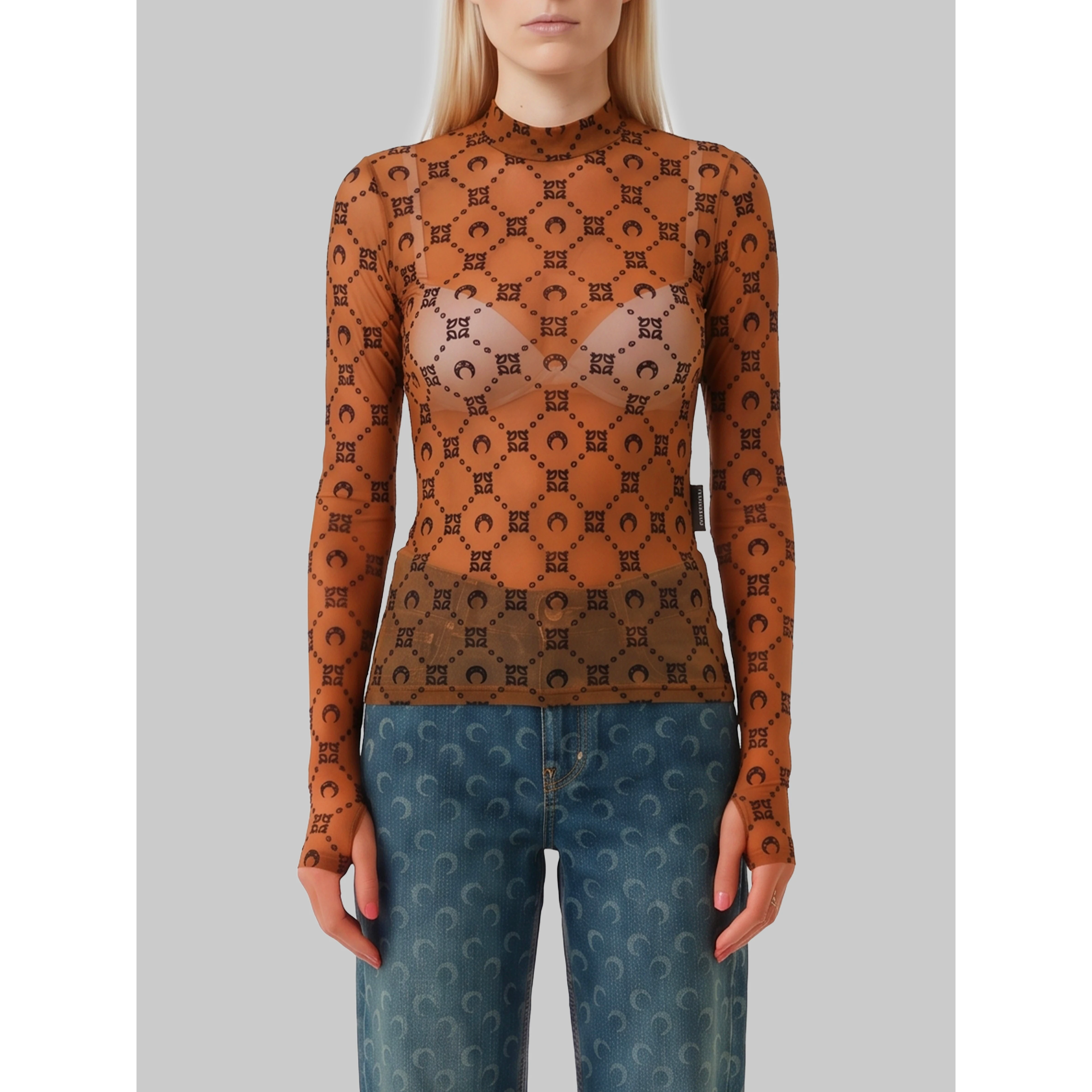 Monogram mesh flock second skin top