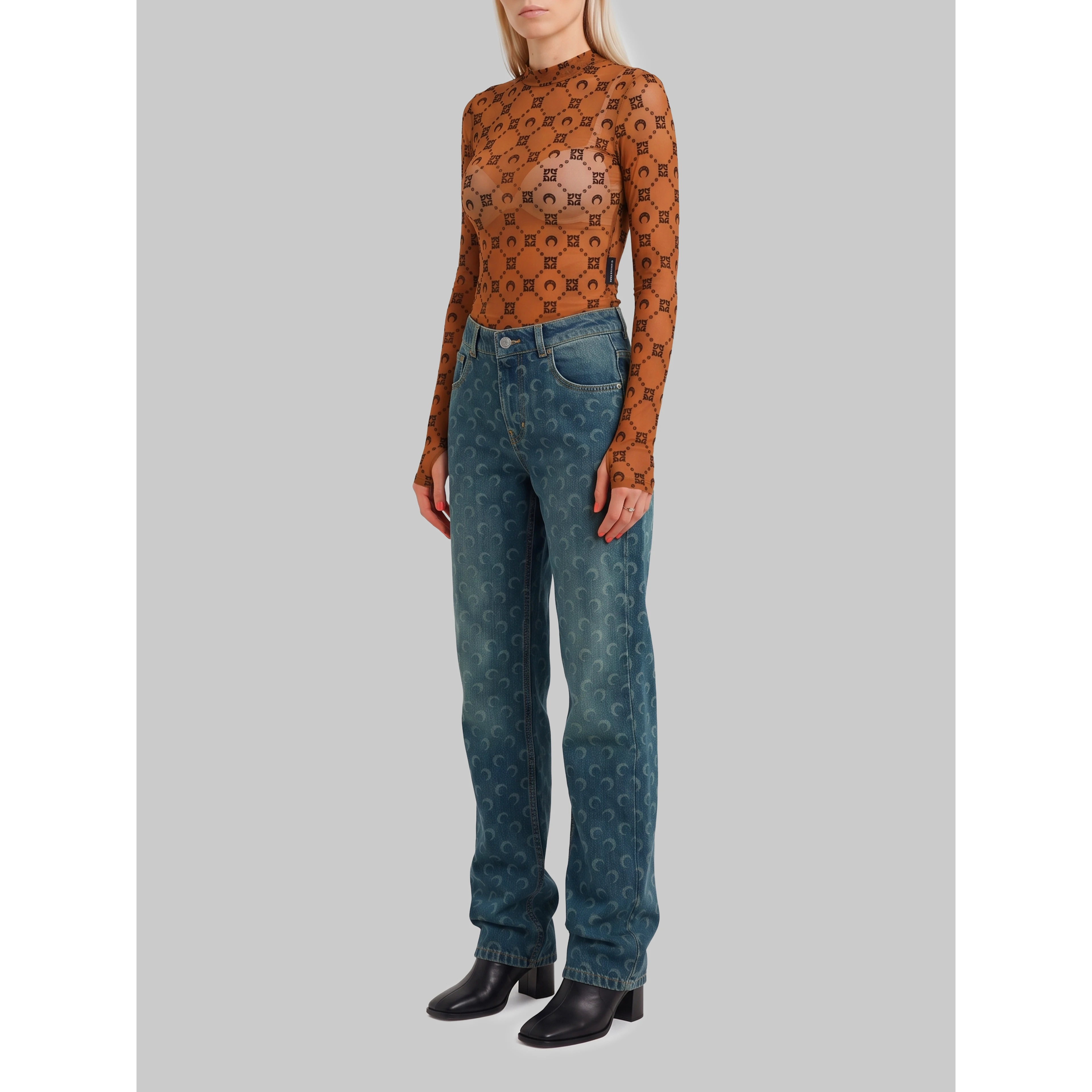 Monogram mesh flock second skin top