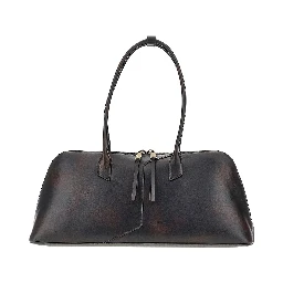 Old effect leather shoulder bag