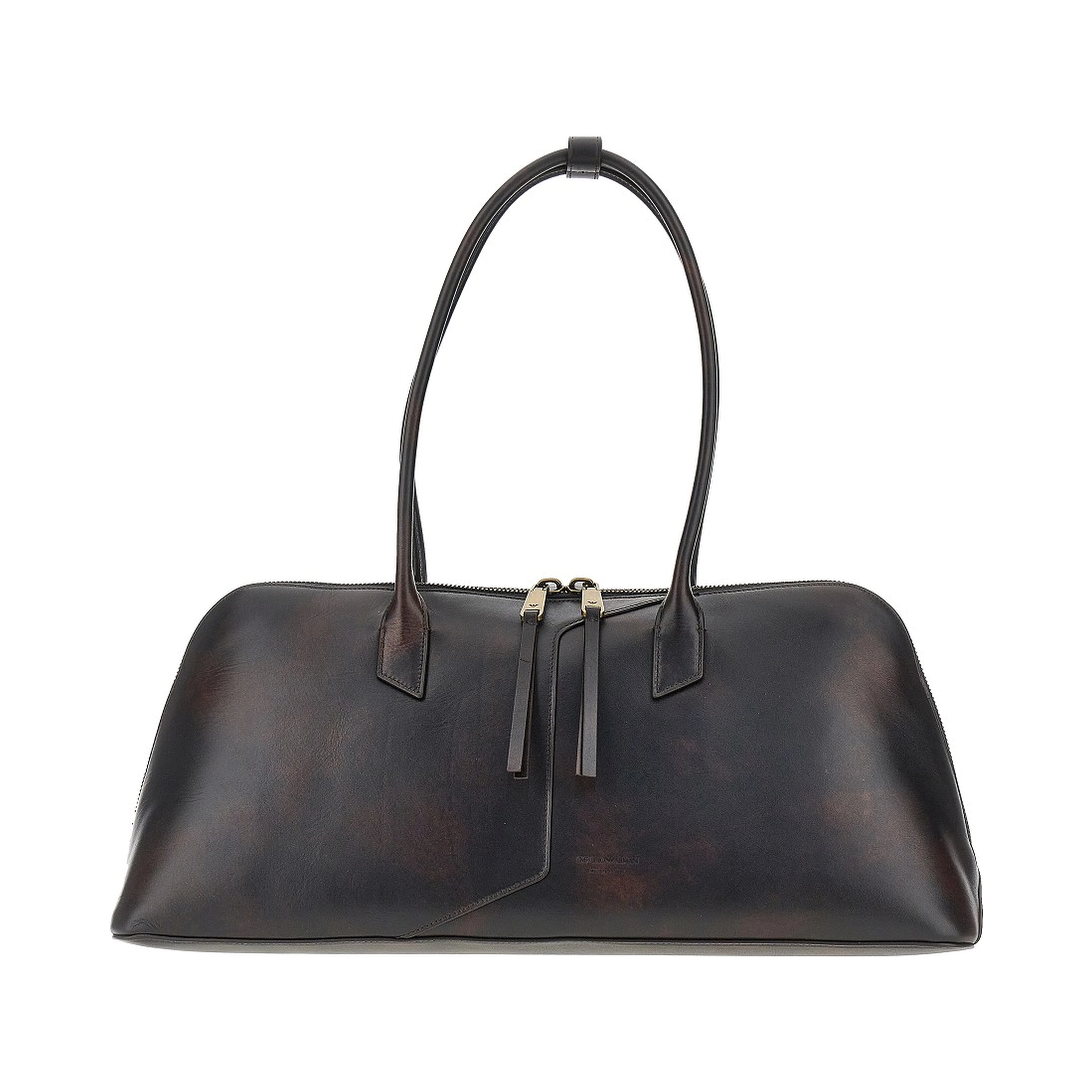 Old effect leather shoulder bag