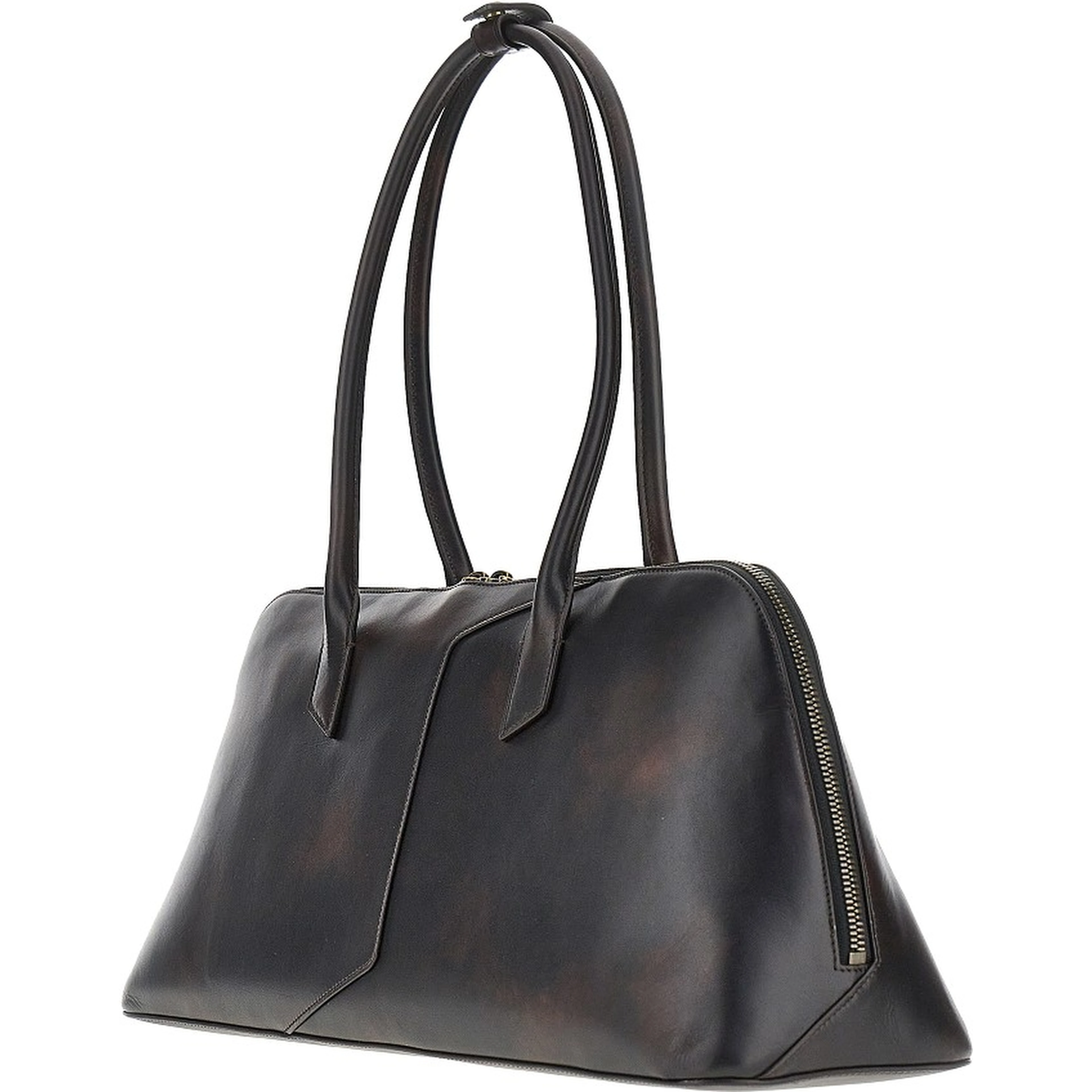 Old effect leather shoulder bag