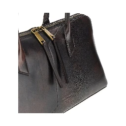 Old effect leather shoulder bag