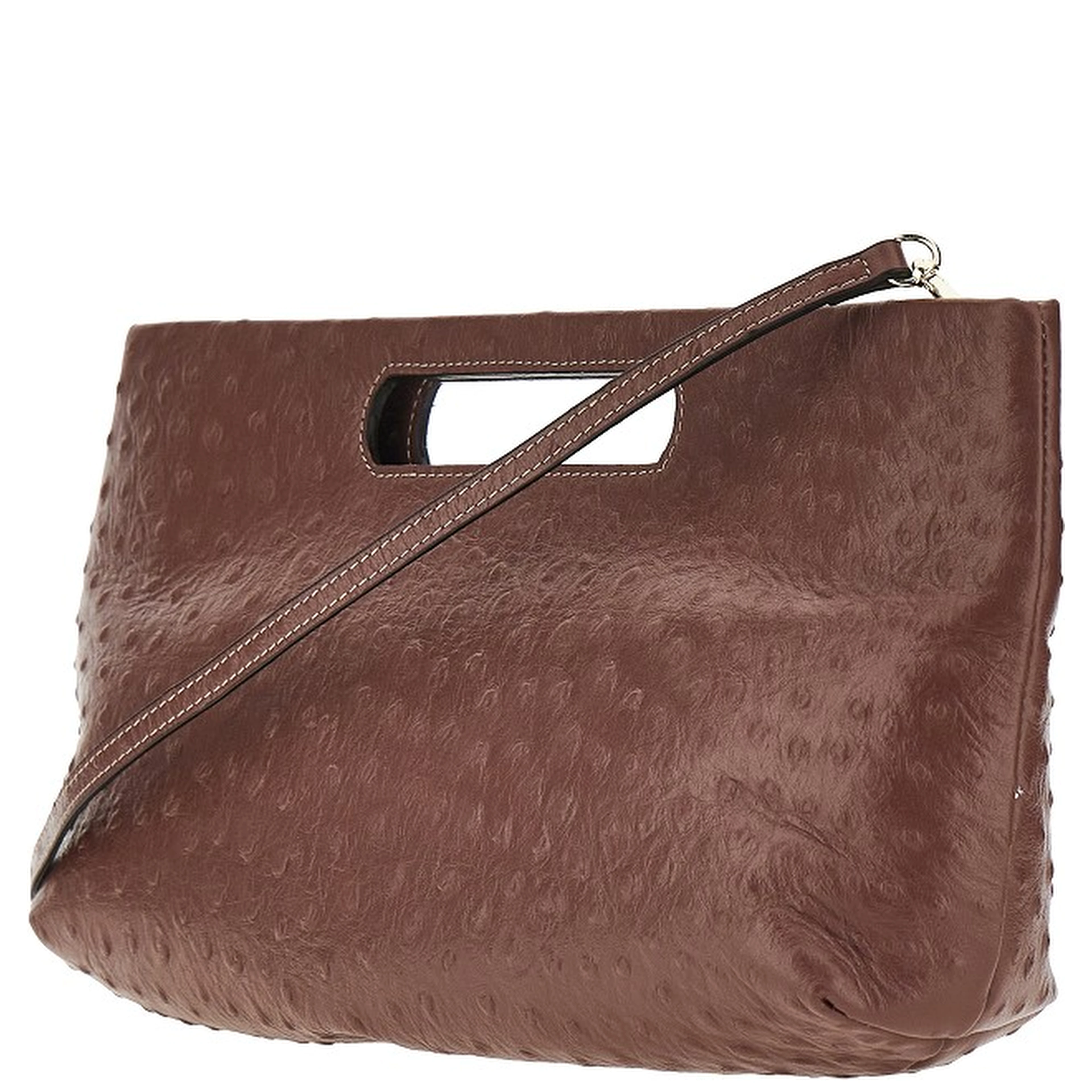 Ostrich-print leather 'Dalia' bag