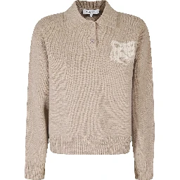 FOX HEAD INTARSIA MERINO POLO JUMPER