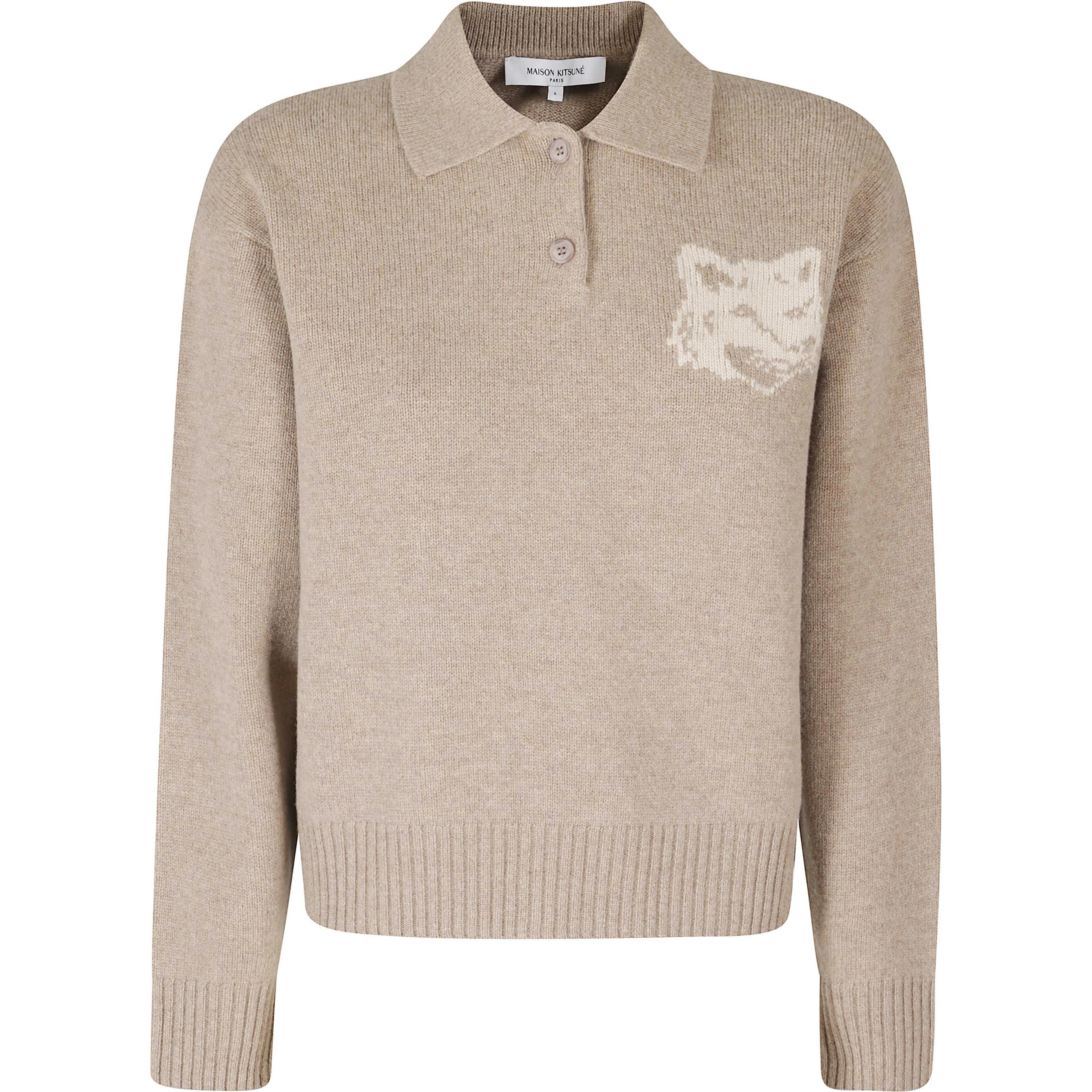 FOX HEAD INTARSIA MERINO POLO JUMPER