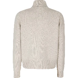 FOX HEAD INTARSIA MERINO HIGH NECK CARDIGAN