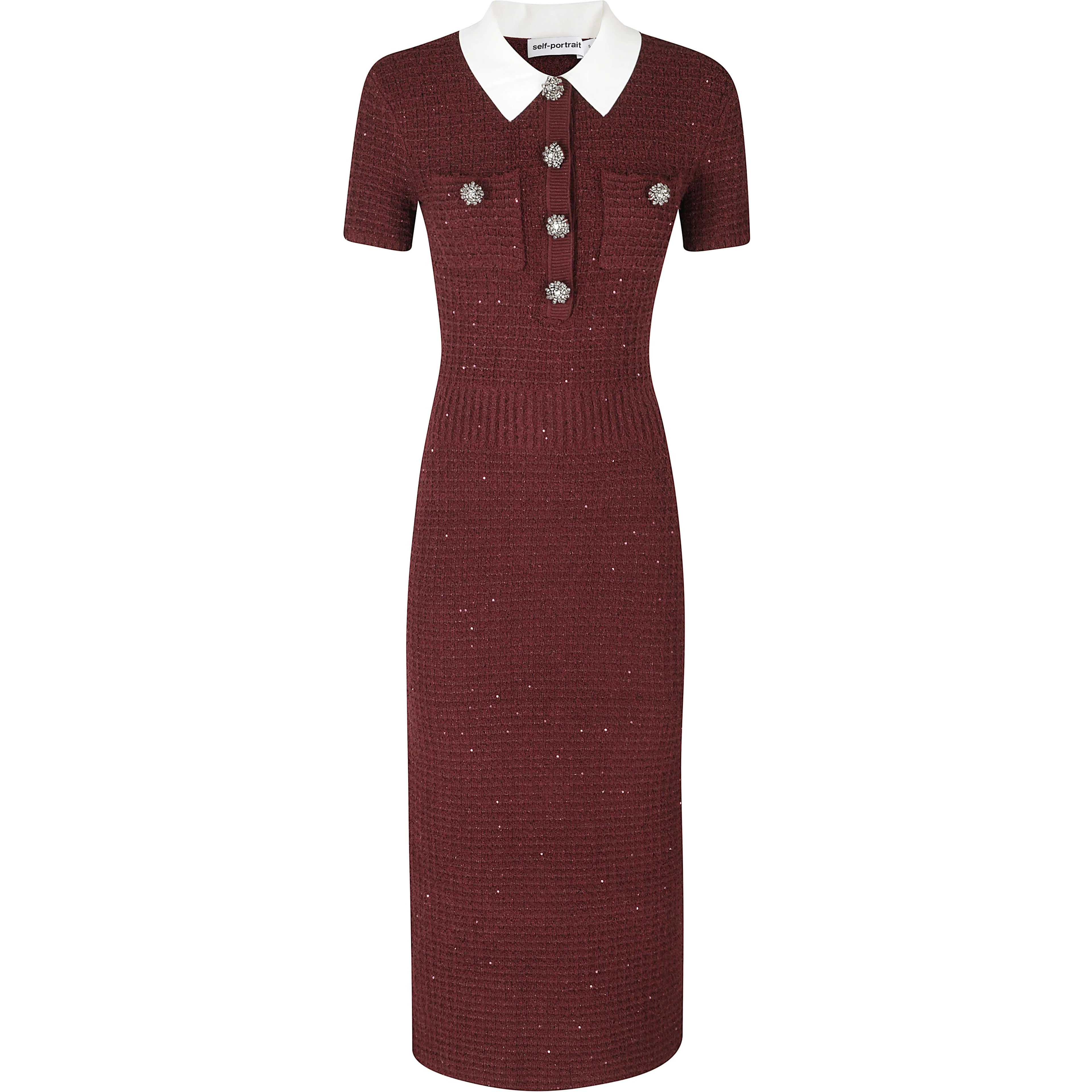 BURGUNDY TEXTURED KNIT MIDI DRESS