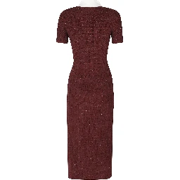 BURGUNDY TEXTURED KNIT MIDI DRESS