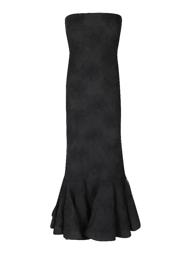FLOWER MESH FLOUNCE DRESS