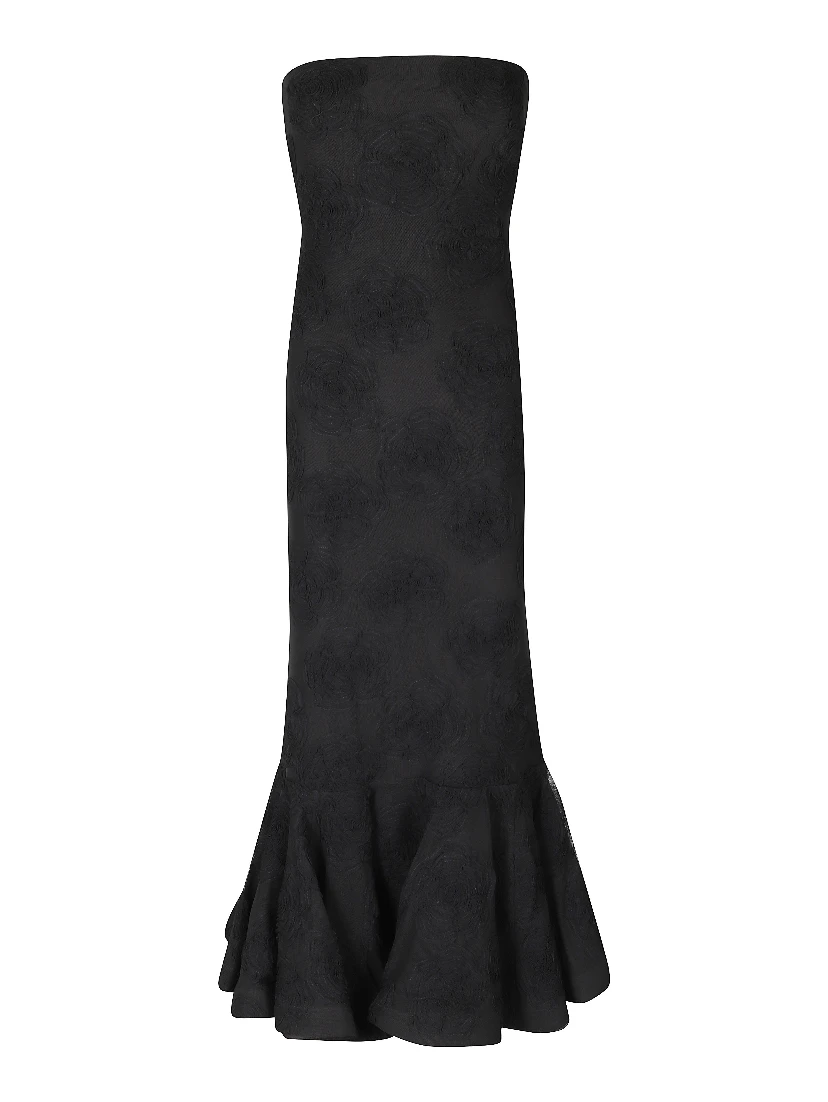FLOWER MESH FLOUNCE DRESS