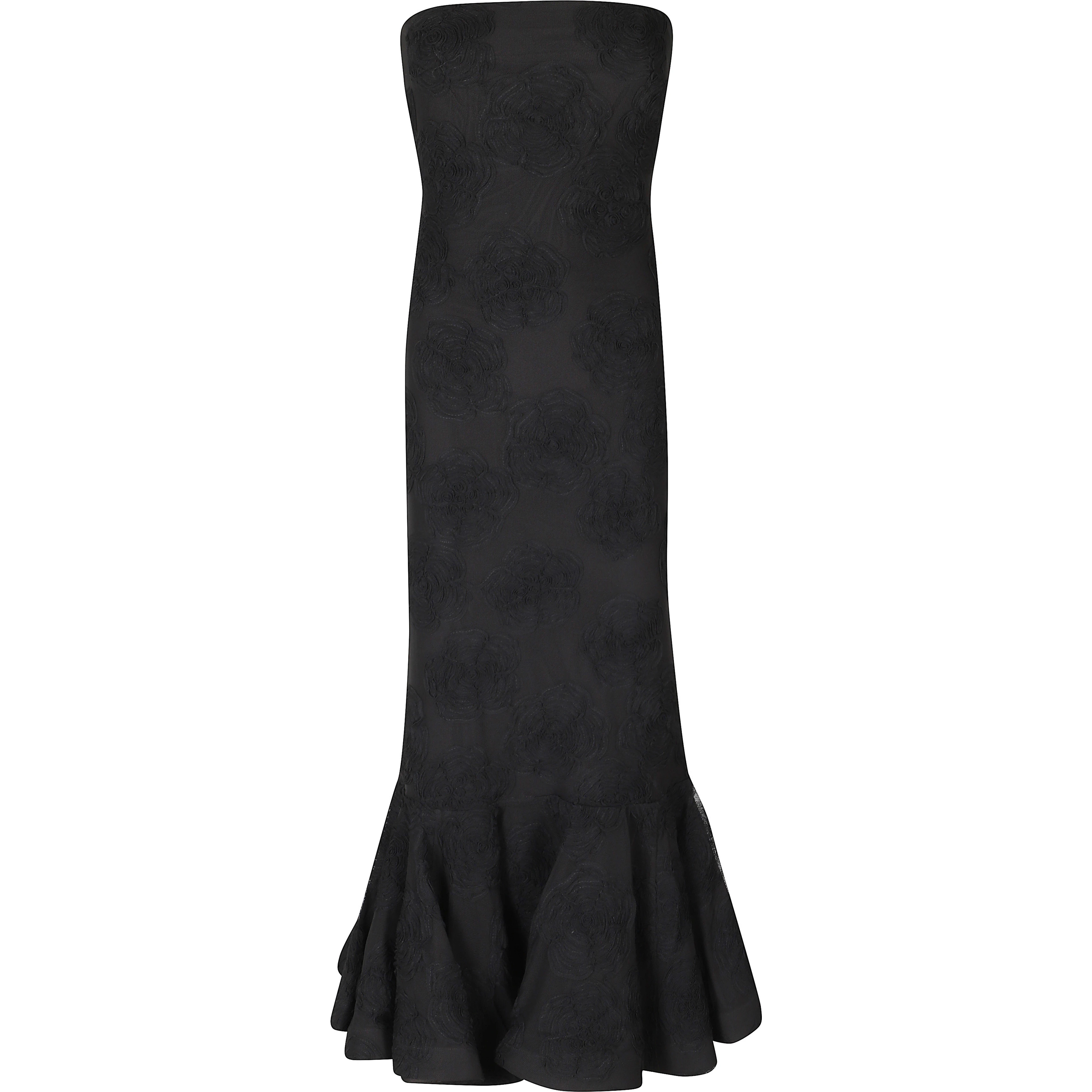 FLOWER MESH FLOUNCE DRESS