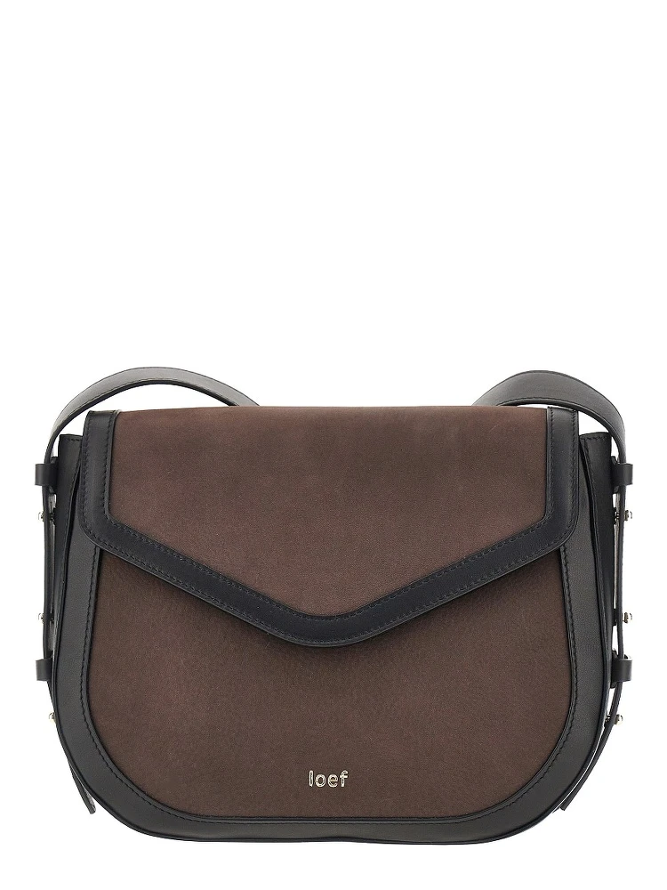 Nubuck leather 'Arc' crossbody bag