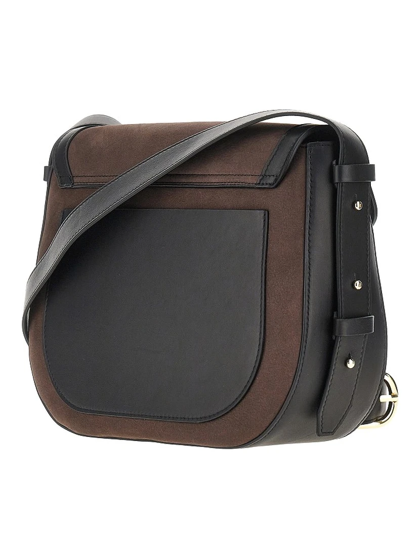 Nubuck leather 'Arc' crossbody bag