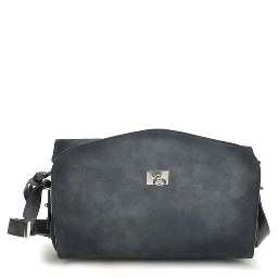 Blue Suede Leather Shoulder Bag