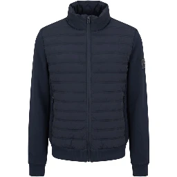 Blue Polyester Men Jacket