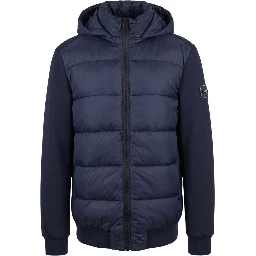 Blue Polyester Men Jacket