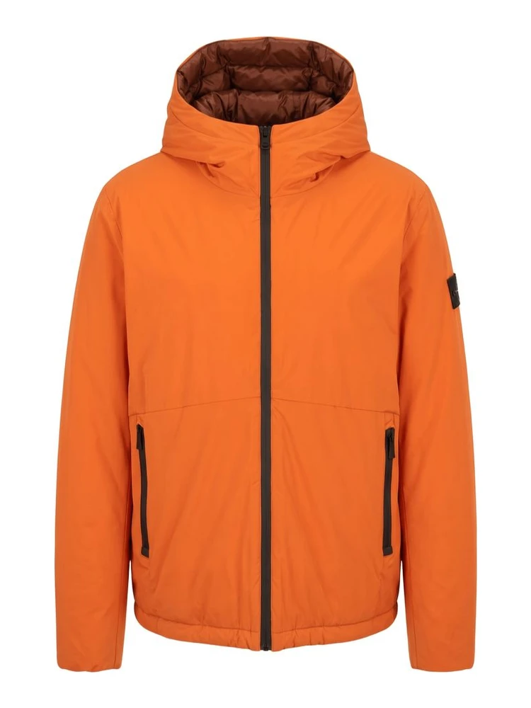 Orange Polyester Men Jacket