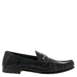 Black Goatskin Slip-On Loafers