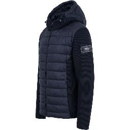 Blue Polyester Men Jacket