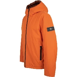 Orange Polyester Men Jacket