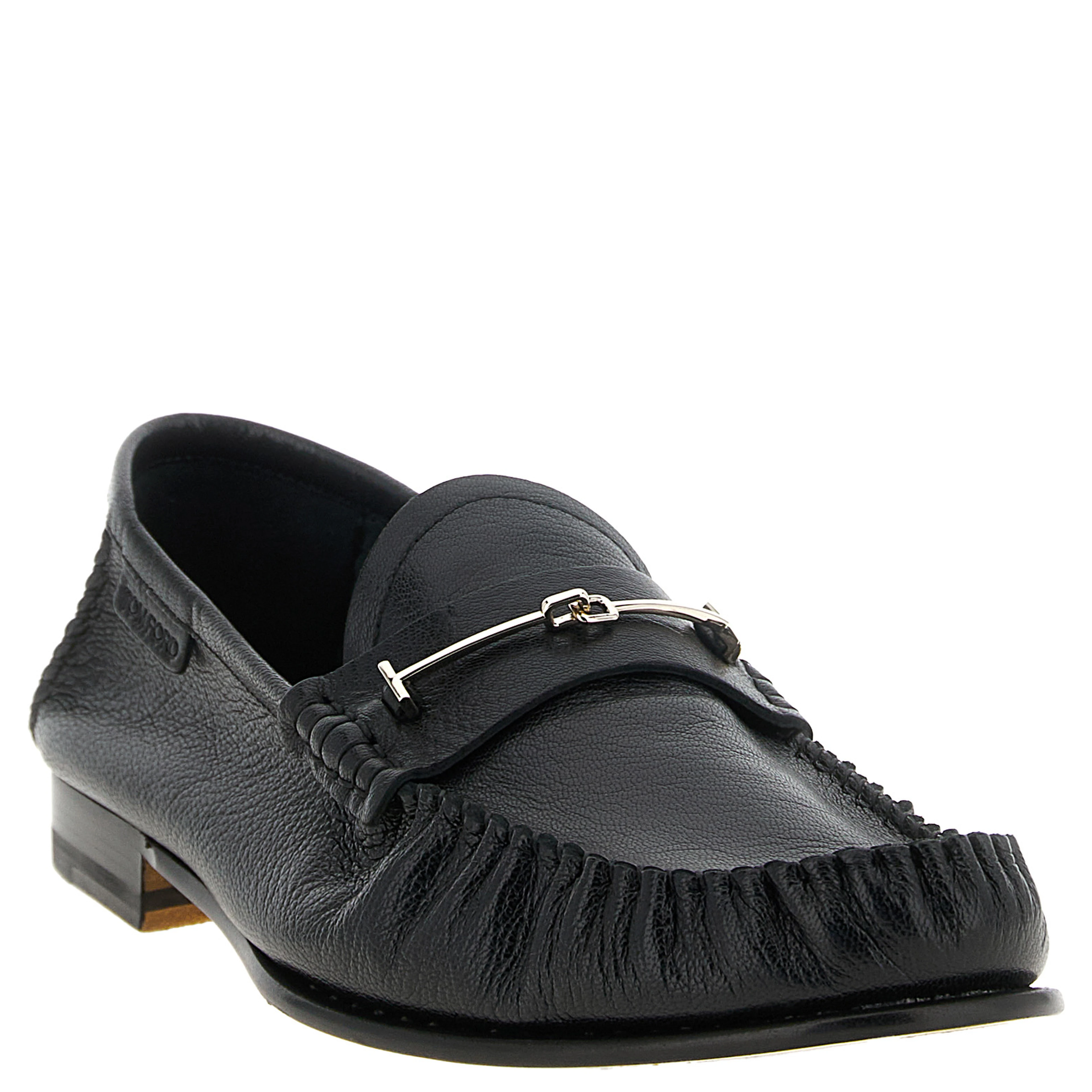 Black Goatskin Slip-On Loafers